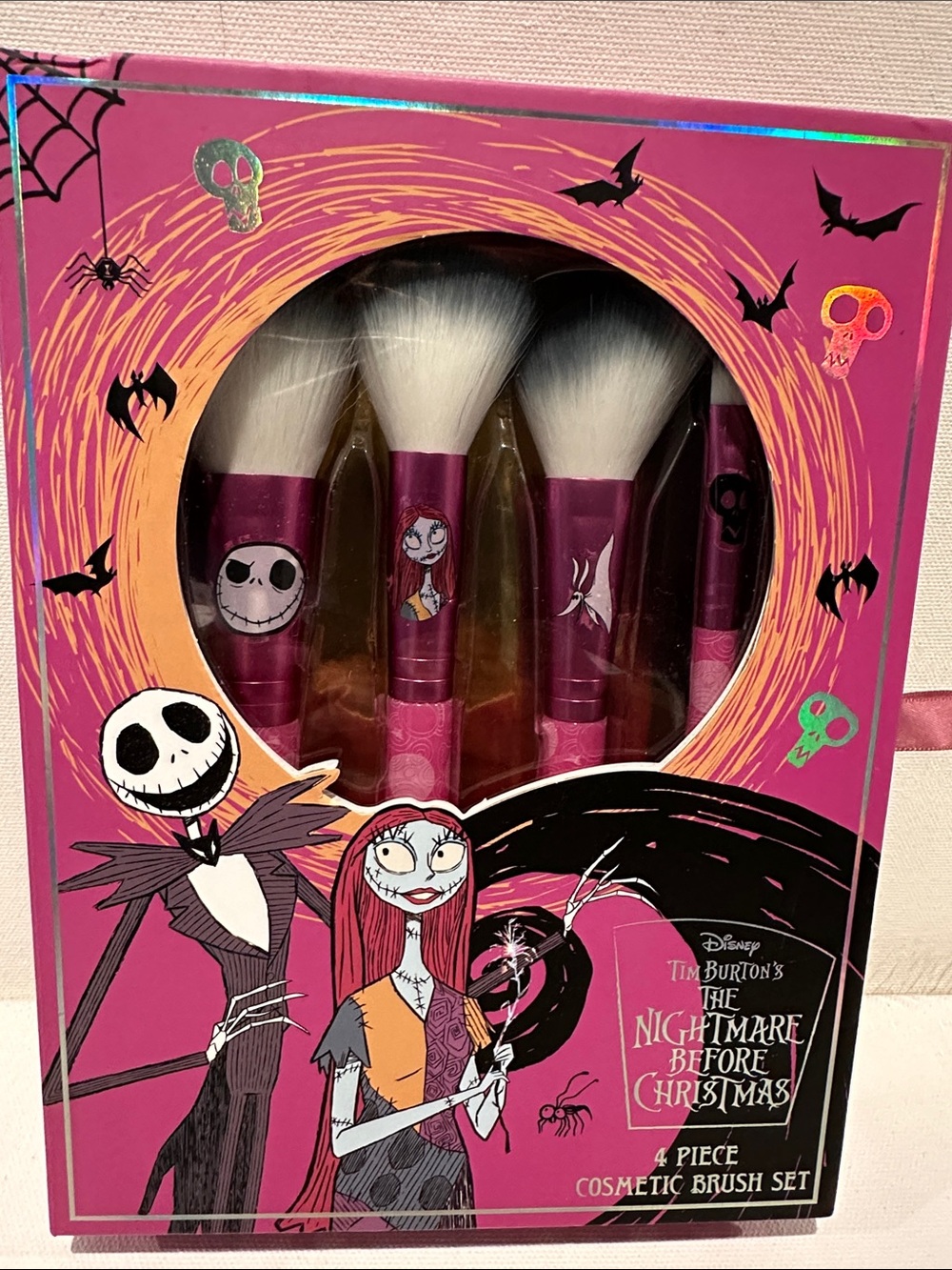 Disney. Tim Burton The Nightmare Before Christmas (4) Piece Cosmetic Brush Set.